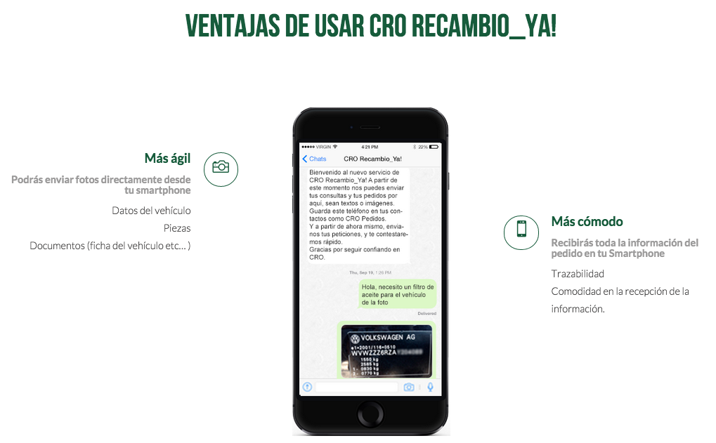 Pedidos WhatsApp Recambios Originales